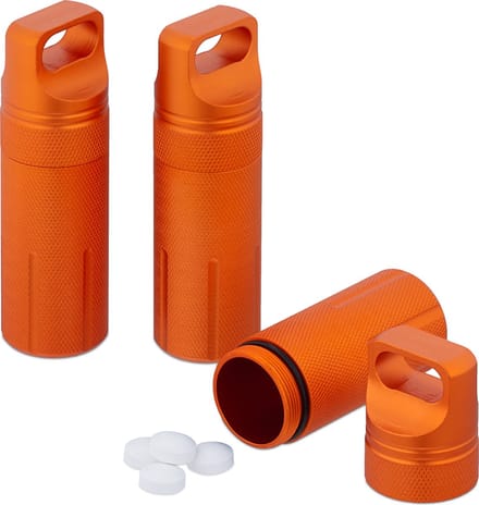 pillenkoker set van 3 - waterdicht - reis pillendoosje - aluminium - 9,5x3 cm - oranje