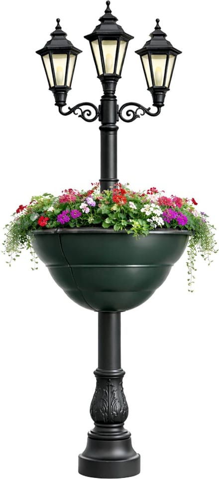 Elezza Lanterna Lantaarnpaal Bloembak Ø66 x H32 cm - Groen - Paalbeugel Ø6 cm