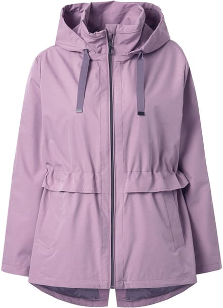 Ulla Popken - Dames - HYPRAR functionele jas A-lijn waterafstotend capuchon - Lila-mauve - Maat 46+