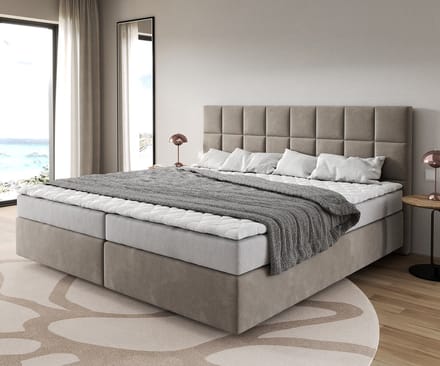 Boxspringbed Dream-Fijn Microvezel Beige 200x200 cm bonell matras PU topper
