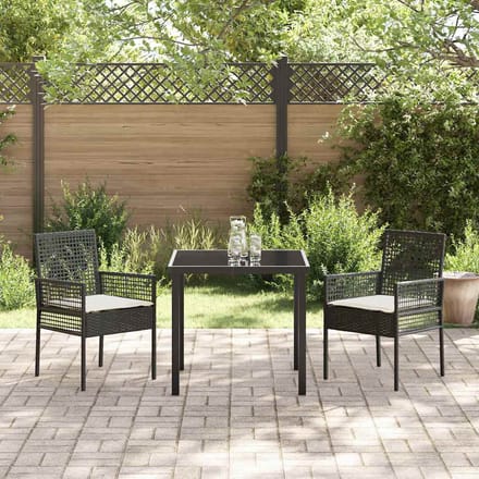vidaXL Tuinstoel met kussen 2 pcs Zwart 55 x 53 x 85 cm poly rattan