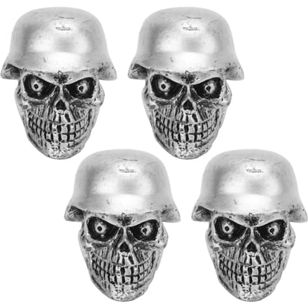 4 stuks set helm schedel type bandventieldopjes met rubberen ring universeel voor auto's fietsen SUV's zilver