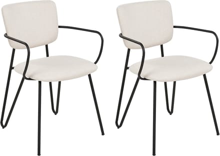 ELKO - Eetkamerstoel set van 2 - Gebroken wit - Polyester
