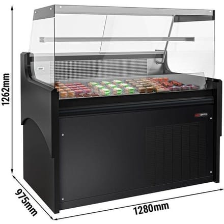 GGM Gastro Kühl-/ Fleischtheke - 1280mm & 1 Ablage Zwart / Zilver