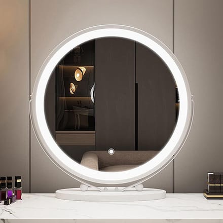 Make-up Spiegel - Kaptafel Spiegel - Make-up Aanbrengen - 3 Kleuren Licht - 44 x 40 cm - Wit