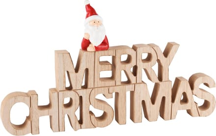 Dekoratief | Deco 'Merry Christmas' m/santa, hout, 30x4x17cm | A245568