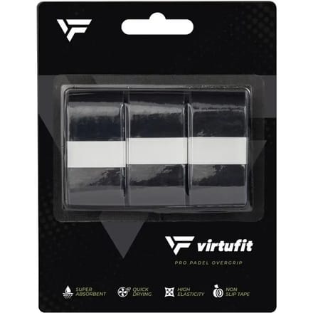 VirtuFit Pro Padel Overgrip - Zwart - Set van 3 - Vochtabsorberend PU-materiaal