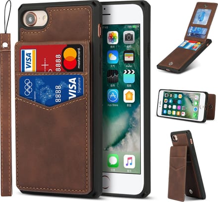 Card Case voor Apple iPhone 8 | iphone 7 | PU Leren Back Cover | Luxe Telefoonhoesje | Pasjeshouder | Bruin