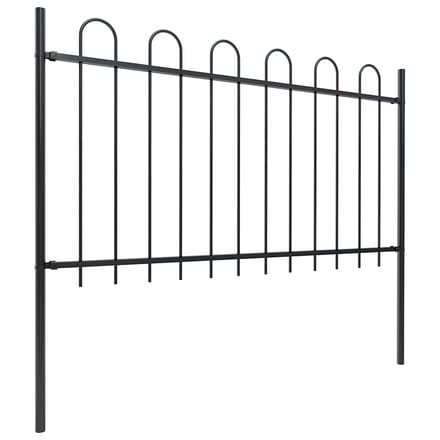 vidaXL - Tuinhek - met - ringtop - staal - 1172x100 - cm - zwart