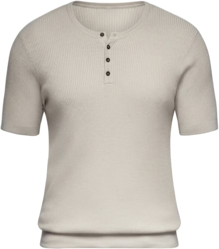 OMBRE T-shirt - Viscose - Korte Mouw - Knopen Lichtgrijs M