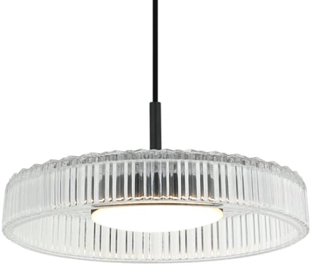 Kosilum - Damian - Hanglamp - Transparant en zwart - Metaal en glas