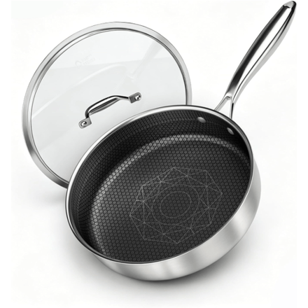 COOKER KING drielaagse rvs diepe koekenpan met antiaanbaklaag 26 cm