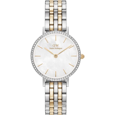 Daniel Wellington DW Watch Petite Lumine Bezel 5-Link Two-Tone MOP Silver 28mm
