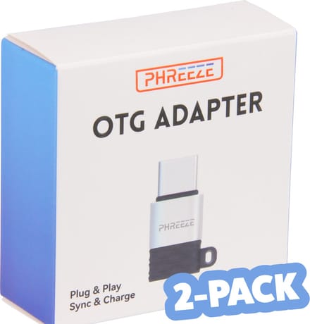 2x Phreeze Converter Micro-USB naar USB-C Adapter - Aluminium - Sleutelhanger