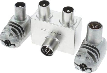 Q-Link coax splitter tv 2 male/female haaks kabelkeur