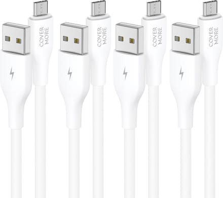 Micro usb kabel - Usb naar Micro - Oplaadkabel - 4 stuks - 1 meter - Wit