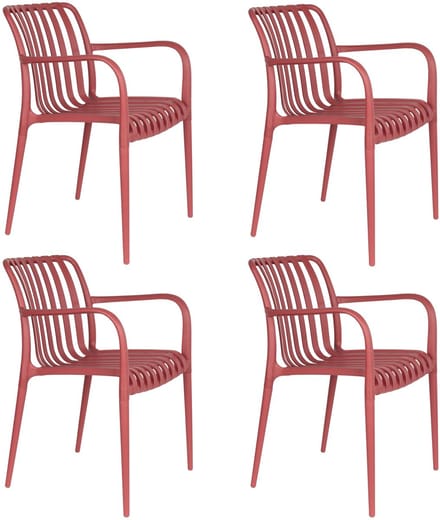 Housecraft Living Amae Tuinstoel Armleuning Kunststof Rood - Set van 4