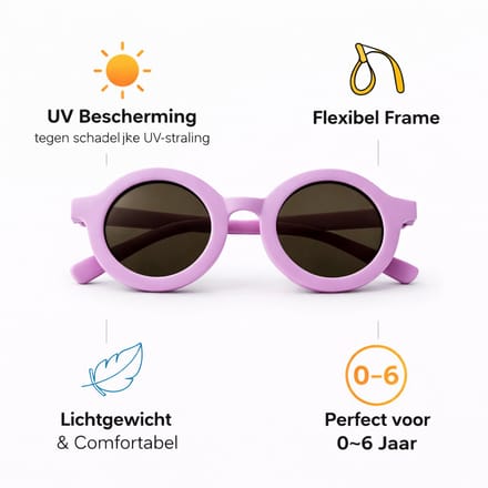 Kinderzonnebril – Rond – UV Bescherming – 2-6 Jaar – Roze