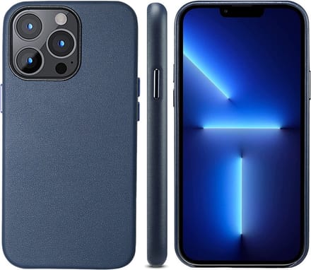 iPhone 14 PRO MAX Leren Hoesje - Luxe Back Cover Case Leer - Donkerblauw - Provium