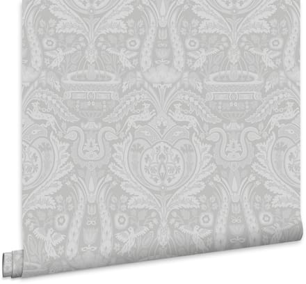 Laura Ashley Heraldic Damask Behang - Damast - 10mx52cm - Grijs