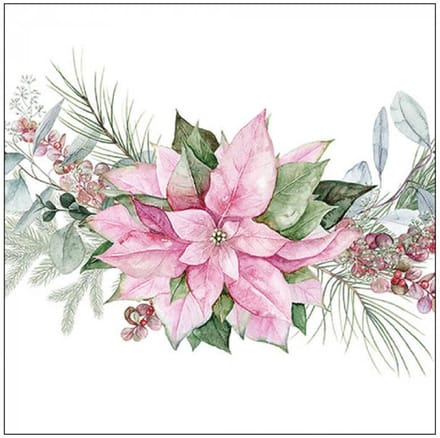 Ambiente Servetten 33cm Pink poinsettia