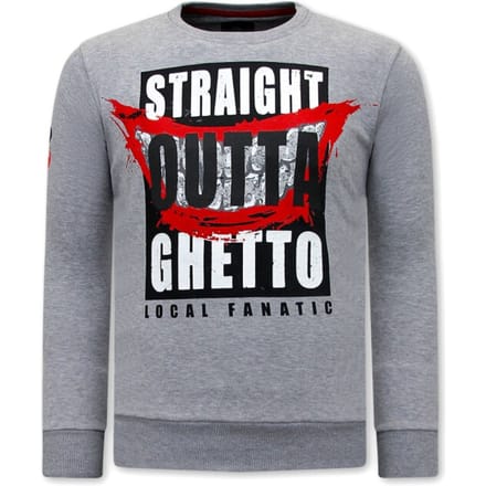Heren Sweater - Straight Outta Ghetto - Grijs