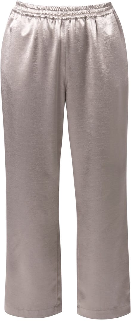 Ulla Popken - Dames - Satijnen broek Rose metallic effect wijde pijpen - Goud - Maat 46+