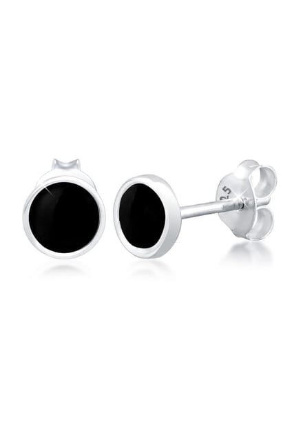 Elli - Oorbellen - Dames Oorsteker Cirkel Geo met Email Wit in 925 Sterling Zilver - Dames