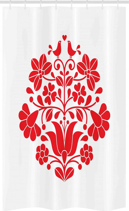 ABAKUHAUS Hongarije douchegordijn – Kalocsa Boho 120x180 cm – Rood-Wit
