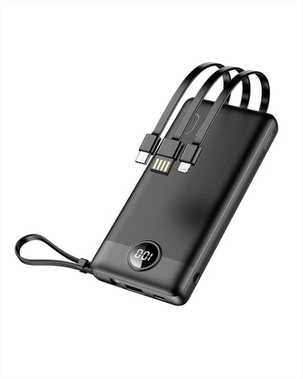 Veger Powerbank C10 - W117 - 10.000 mAh - 12 Watt - Ingebouwde kabels