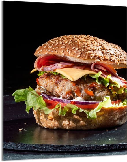 TMK ArtDeko Serie - Snijplank van Glas - 40x52 cm - Hamburger - Beschermpaneel