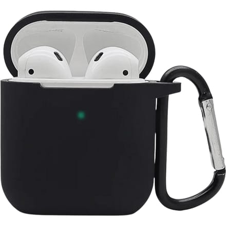 Mocaa AirPods 2 Siliconen Hoesje met Clip Zwart