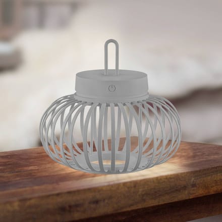 JUST LIGHT. GmbH JUST LIGHT. LED tafellamp Akuba grijs-beige 22cm bamboe
