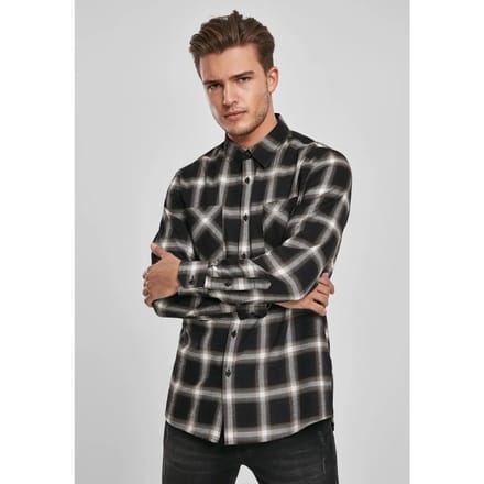 Urban Classics - Checked Flanell Overhemd - XS - Zwart/Wit