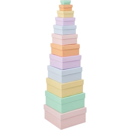 Kartonnen dozen "Vierkant", Pastelkleuren, Set van 12