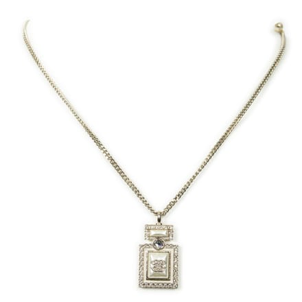 Pearl Rhinestone Perfume Bottle Necklace  Ketting