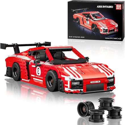 Bouwblokken Sportauto - Constructie Speelgoed - Creatief Bouwen - Ontwikkeling Vaardigheden - 33 x 22 x 12 cm - Multi
