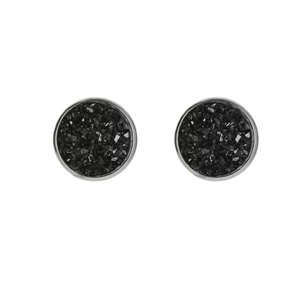 Magneet oorbellen Lovata zwarte zilverrand 14 mm