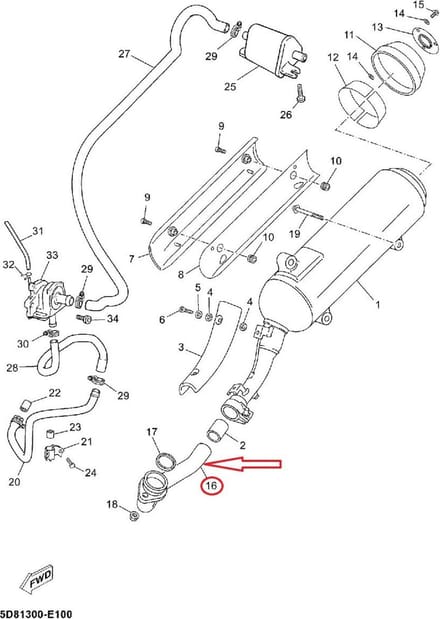 Coude Collecteur d'échappement pour scooter MBK 125 Skyliner 5D8-E4611-00 Neuf