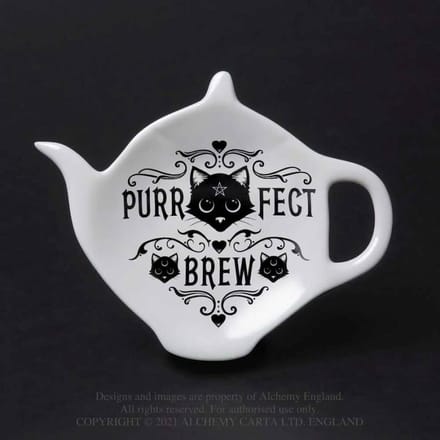 Alchemy - Purrfect Brew Theelepel/Theezak houder - Wit/Zwart