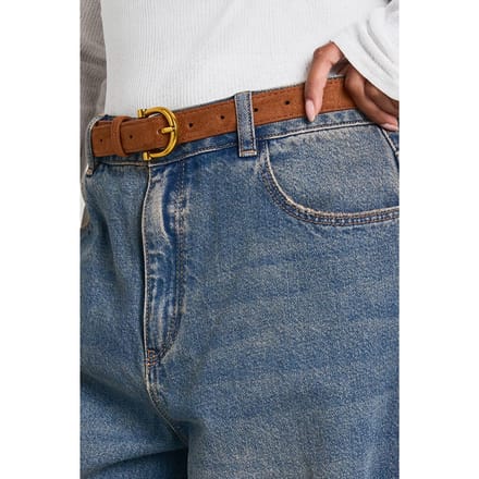 boohoo Dames Nepleren Riem Met Gouden D-gesp | Tan | Maat: Small/Medium