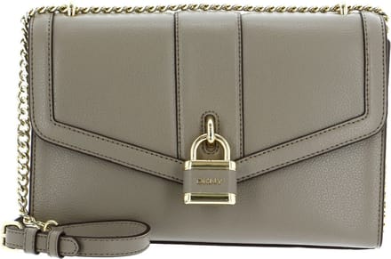 DKNY Leren Schoudertas Ella Shoulder Bag with Flap Toffee Bruine