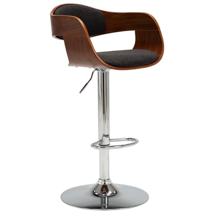 vidaXL - Barkruk - gebogen - hout - en - stof - grijs