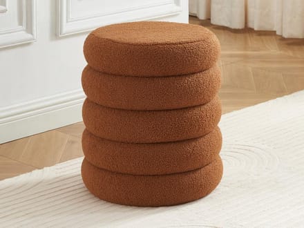 Vente-unique Poef in terracotta bouclé ECAMBI