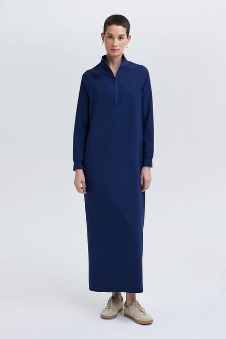 Touché Privé - Crepe jurk met hoge nek - Marine - Dames