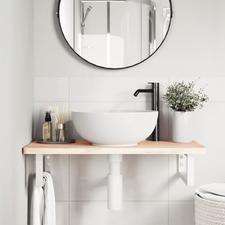 vidaXL - Badkamer - wandschap - staal - en - massief - beukenhout