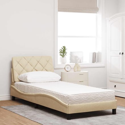 vidaXL - Bed - met - matras - stof - crèmekleurig - 80x200 - cm