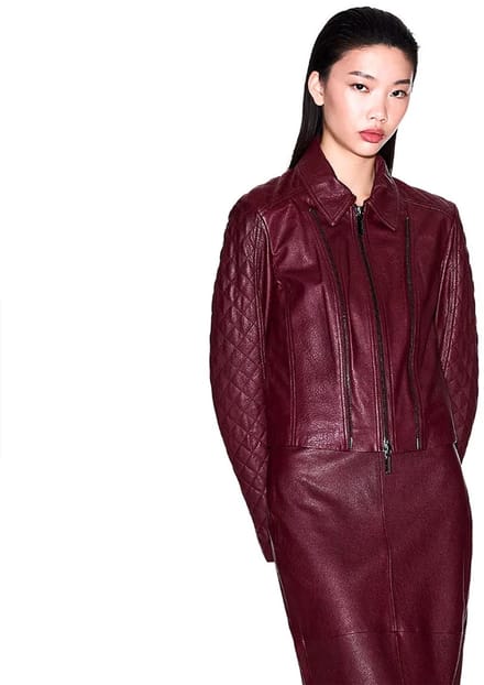 Armani Exchange Xw000654_af16212 Leren Jas Paars S Vrouw