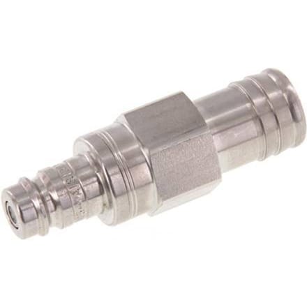 RVS DN 10 Luchtkoppeling Insteeknippel 19 mm Slangpilaar Double Shut-Off