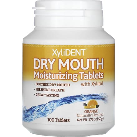 Comprimés Hydratants pour la Bouche Sèche, avec Xylitol, Orange, 100 Comprimés